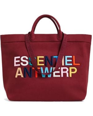 Essentiel Antwerp Hedness Logo Tote Bag - Red