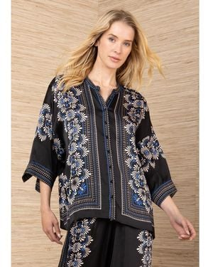 Hale Bob Batwing Graphic Printed Shirt - Black