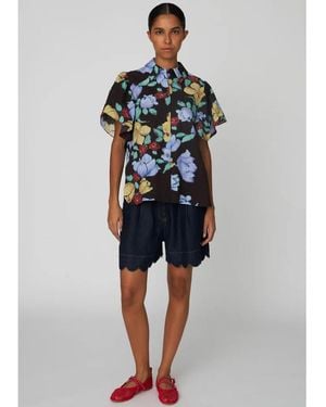 Stella Nova Flowered Cotton Shirt - Blue
