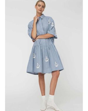 Stella Nova Oversized Organic Cotton Anchor Dress - Blue