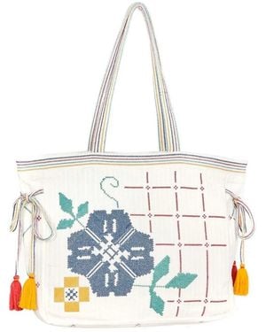 M.A.B.E Laney Embellished Quilted Tote - White