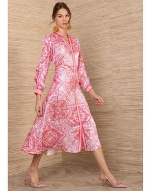 Hale Bob Placement Print Paisley Dress - Pink