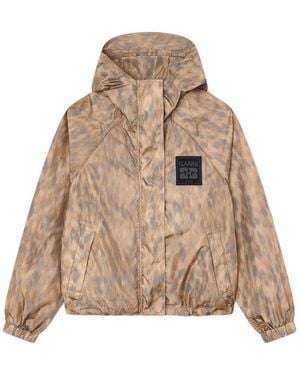 Ganni Flyweight Nylon Hooded Jacket - Natural