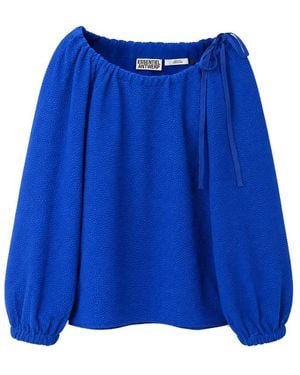 Essentiel Antwerp Kapybara Drawstring Neckline Top - Blue