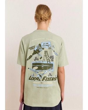 Damson Madder Local Fixers Organic Cotton T-Shirt - Green