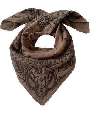 lescarf Cashmere Paisley 65 Scarf - Brown