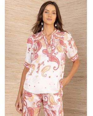 Hale Bob Paisley Print Top - Pink