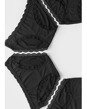 Stripe & Stare Brief Set 4 - Black