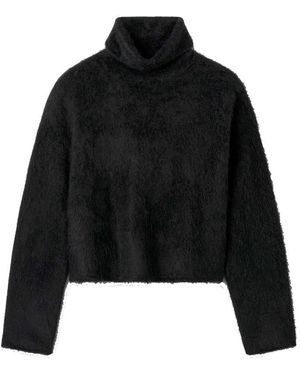 Soft Goat Brushed Cashmere Turtleneck - Black