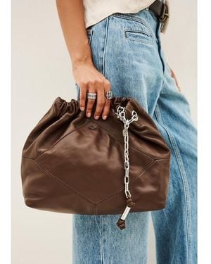 Ba&sh Leather June Tote Bag - Blue