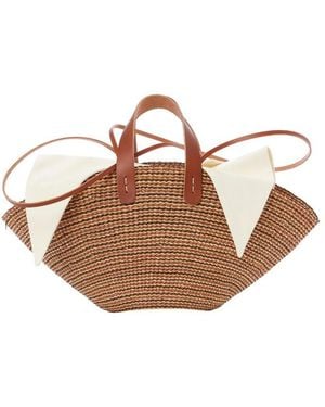 Muuñ Sophie Hstripe Straw Bag - Brown