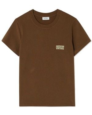 American Vintage Ykobow Cotton T-Shirt - Brown