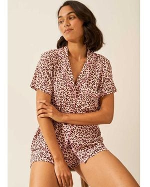 Stripe & Stare Bedshort Pyjama Set - Brown