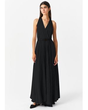 Beatrice B. Pleated Long Dress - Black