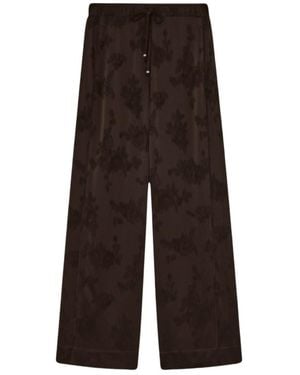 Ganni Satin Jacquard Elasticated Trousers - Brown