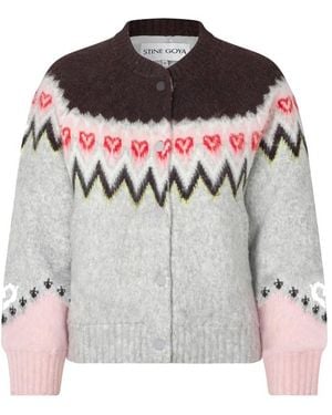 Stine Goya Brushed Jacquard Raglan Bomber Jacket - Grey