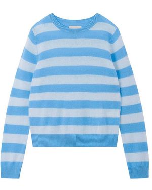 Jumper 1234 Stripe Crew Cashmere Jumper - Blue