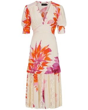 SIRENS Orchid V Neck Midi Dress - Red