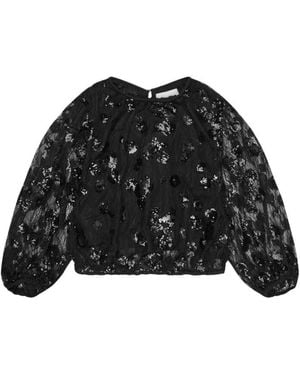 Munthe Calamari Sheer Sequin Blouse - Black