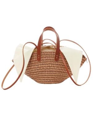 Muuñ Mini Sophie Hstripe Straw Bag - Brown