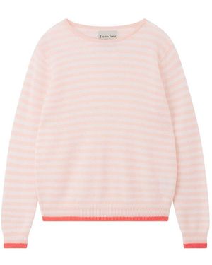 Jumper 1234 Tipped Stripe Cashmere Crew Jumper - Pink