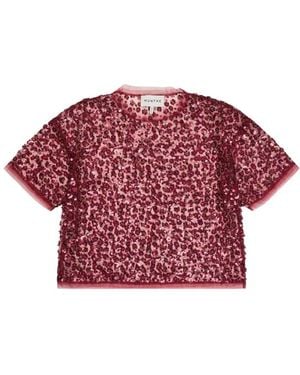 Munthe Caralee Sheer Sequin Top - Red