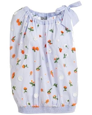 Essentiel Antwerp Jomme Embellished Asymmetric Cotton Top - Blue