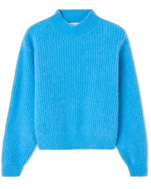 American Vintage East Ribbed Collar Jumper - Blue