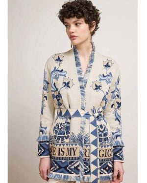 Hayley Menzies Nandita Jacquard Cardigan - Blue