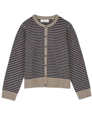 SKALL Senna Striped Merino Wool Cardigan - Grey