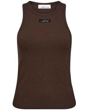 Haute L'Amitié Rib Badge Tank Top - Brown