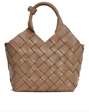 Cala & Jade Misu Leather Woven Shoulder Bag - Brown