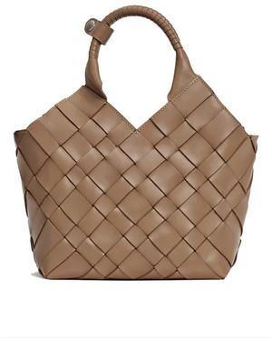 Cala & Jade Misu Leather Woven Shoulder Bag - Brown