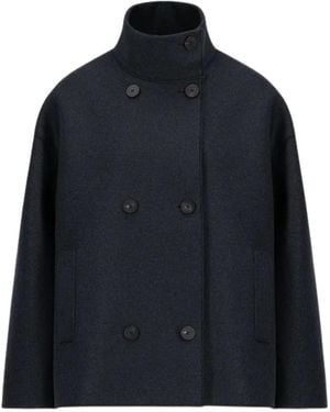 Harris Wharf London Oversized Funnel Jacket With Quilted Lining - Blue