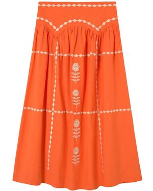 The Tiny Big Sister Embroidered Skirt - Orange