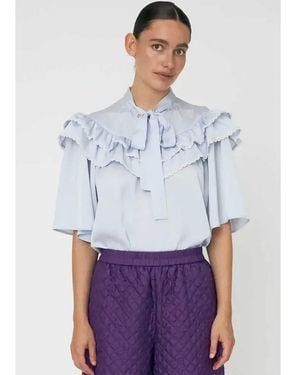 Stella Nova Loose Blouse With Frills - Blue