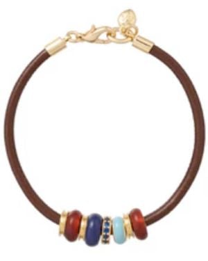 Roxanne Assoulin Leather Stone Slider Bracelet - Metallic