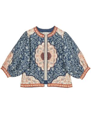 M.A.B.E Ursa Printed Embellished Jacket - Blue
