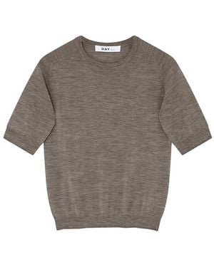 Day Birger et Mikkelsen Carolina Merino Wool Round Neck Knitted T-Shirt - Grey