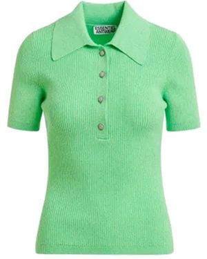 Essentiel Antwerp Jabric Ribbed Polo Top - Green