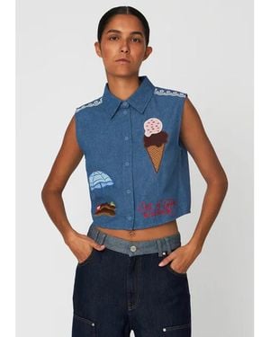 Stella Nova Out Of Office Embroidered Top - Blue