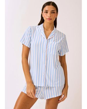 Stripe & Stare Bedshort Pyjama Set - Blue