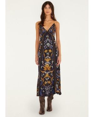 FARM Rio Golden Nature Maxi Slip Dress - Blue