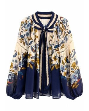 FARM Rio Golden Nature Long Sleeve Blouse - Blue