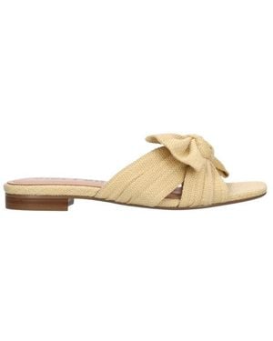 Bibi Lou Raffia Bow Slide Sandals - Metallic