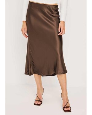 Rails Anya Satin Slip Midi Skirt - Brown
