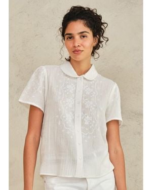 M.A.B.E Ruby Embellished Short Sleeve Top - White