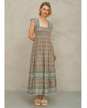M.A.B.E Jaci Print Maxi Dress - Natural