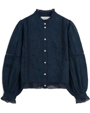 SKALL Velina Embroidered Cotton Shirt - Blue