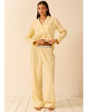 Stripe & Stare Soft Brushed Woven Pyjama Bottoms - Natural